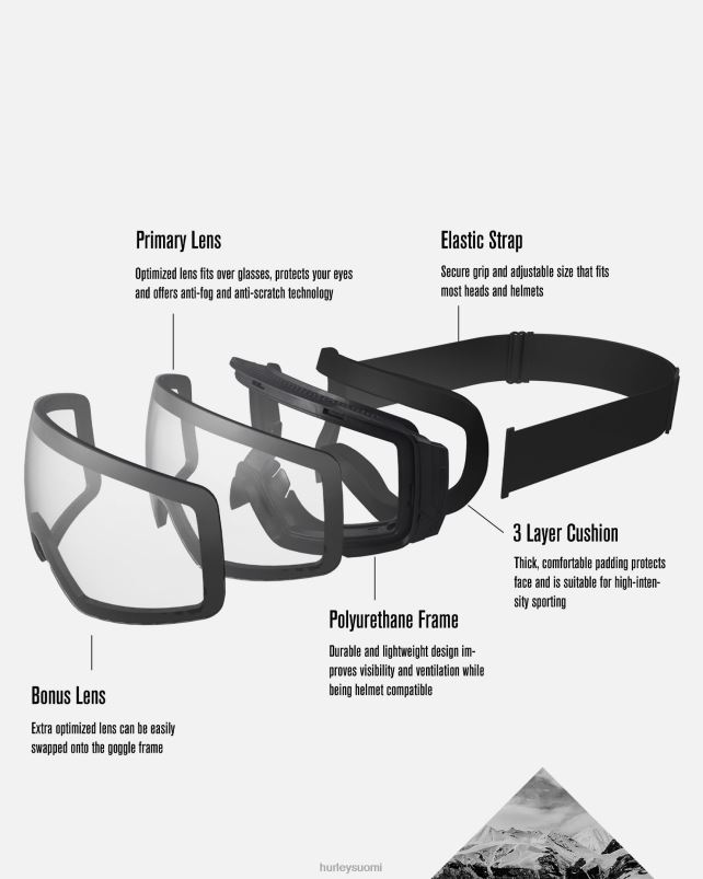 Hurley miehet helix aikuisten lumilasit + magneettilinssi hopea peili Lisätarvikkeet A06JJB458