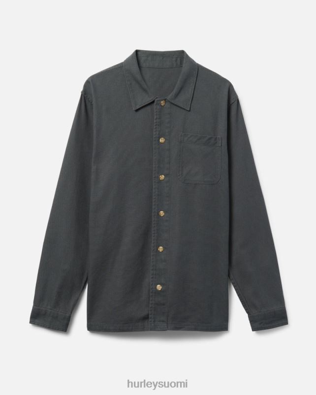 Hurley miehet bixby canvas pitkähihainen paita tumman kiven harmaa vaatetus A06JJB315