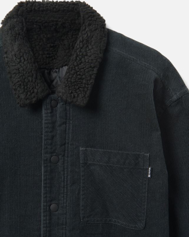 Hurley miehet bixby cord sherpavuorattu pitkähihainen paita tumman kiven harmaa vaatetus A06JJB318