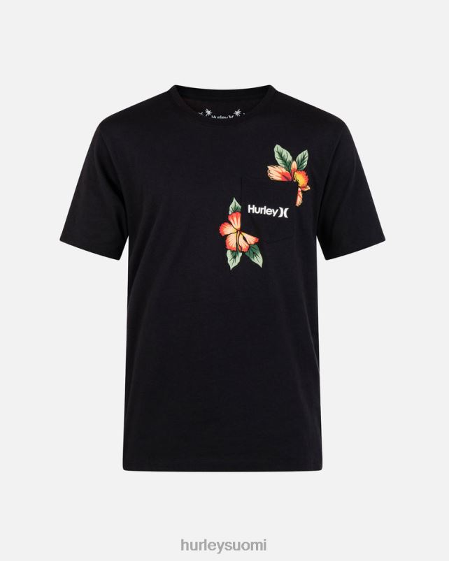 Hurley miehet jokapäiväinen halekulani tasku lyhythihainen t-paita musta vaatetus A06JJB16