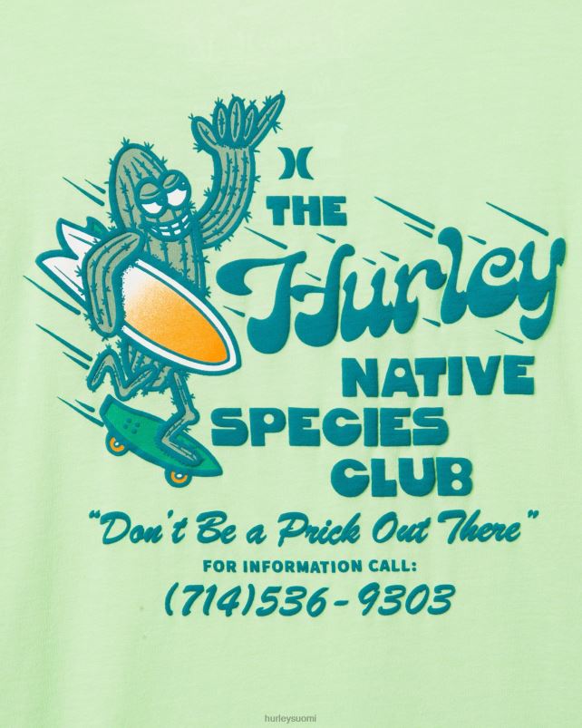 Hurley miehet päivittäin pesty shatki lyhythihainen t-paita kirkkaanvihreä vaatetus A06JJB409