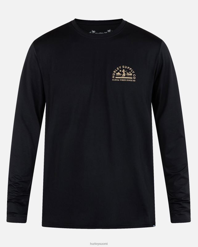 Hurley miehet jokapäiväinen hybridi upf pitkähihainen musta vaatetus A06JJB275