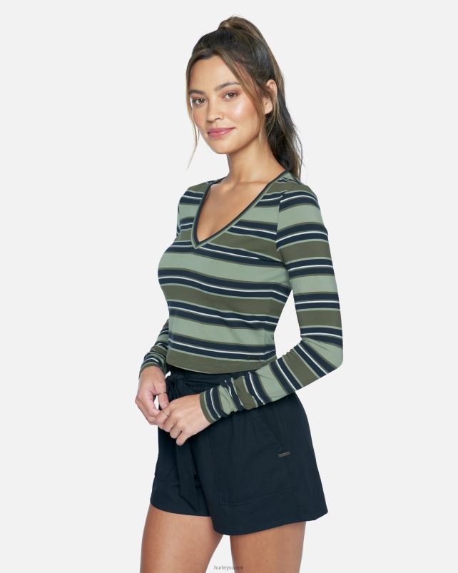 Hurley naiset sophie istuva t-paita kirjava raita vaatetus A06JJB580