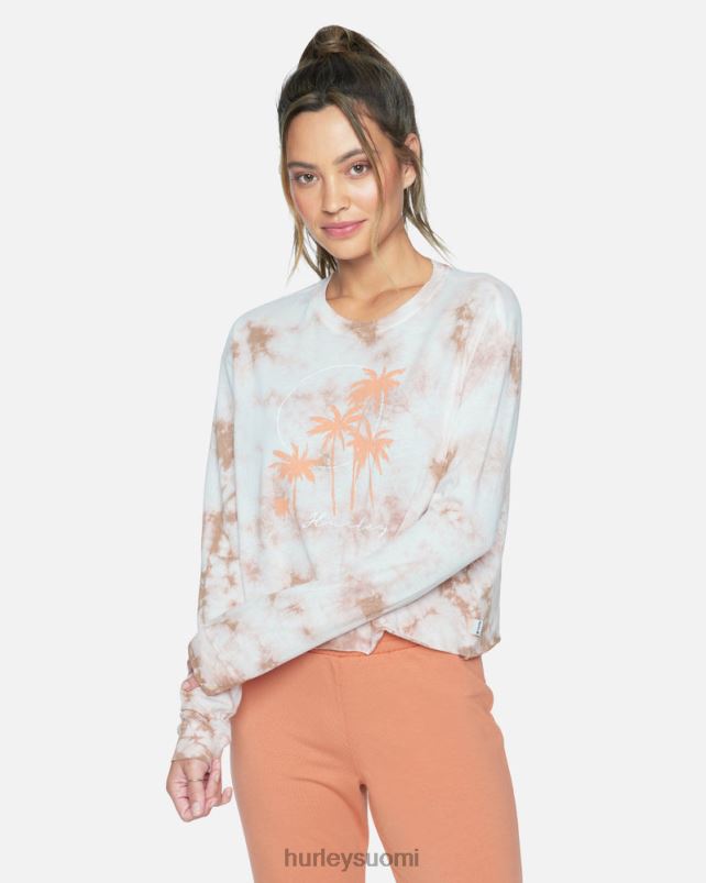Hurley naiset taryn tie dye rajattu pitkähihainen t-paita jääkahvi vaatetus A06JJB577