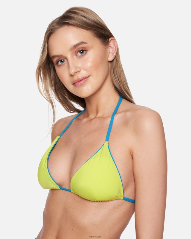 Hurley naiset kiinteä käännettävä perus tri-top blue beat/neon lime vaatetus A06JJB467