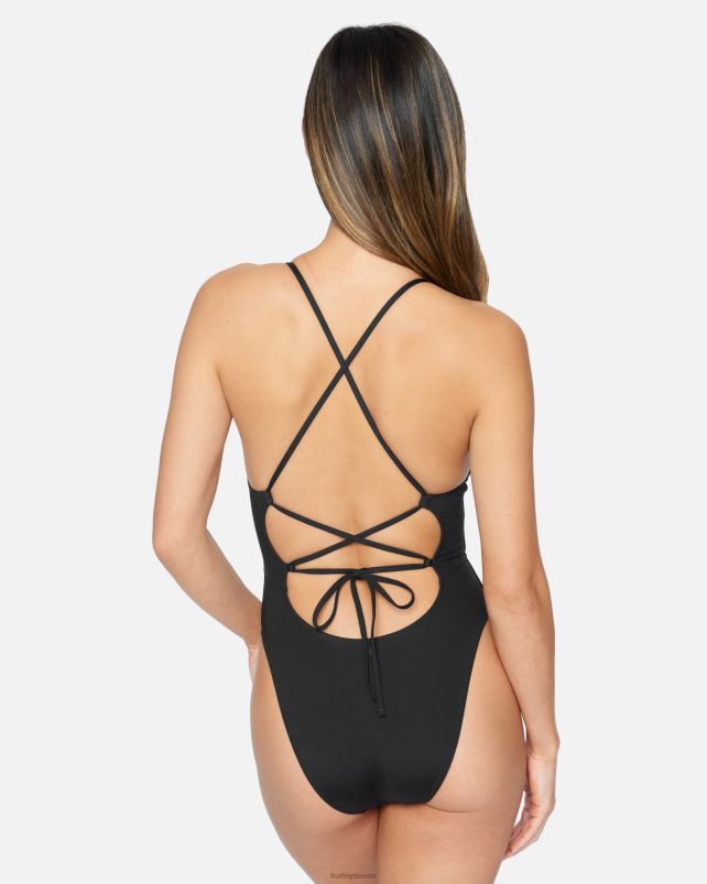 Hurley naiset kiinteä neliöpääntie kohtalainen yksiosainen musta vaatetus A06JJB480