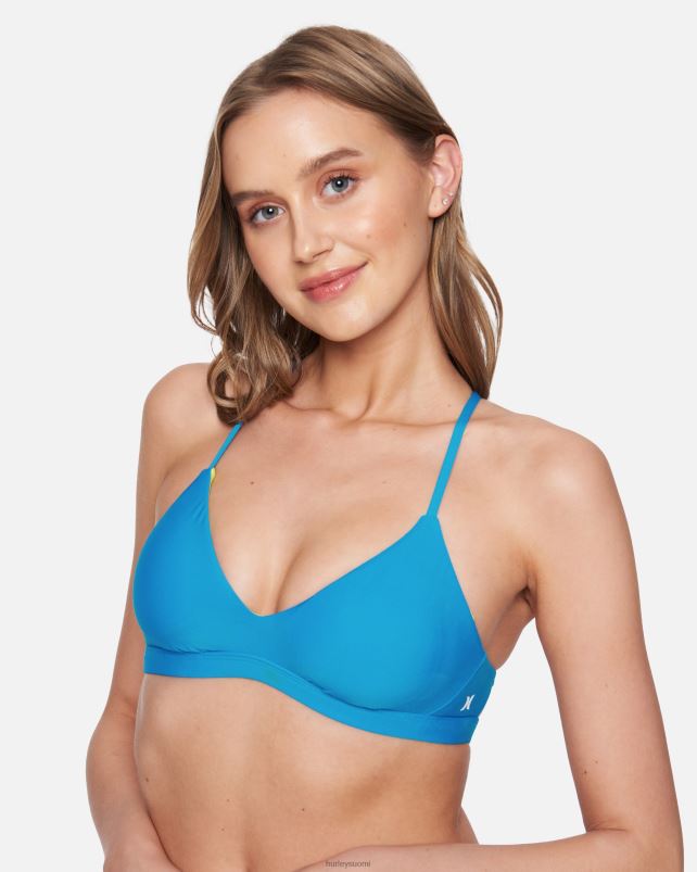 Hurley naiset kiinteä säädettävä bikiniyläosa blue beat/neon lime vaatetus A06JJB488
