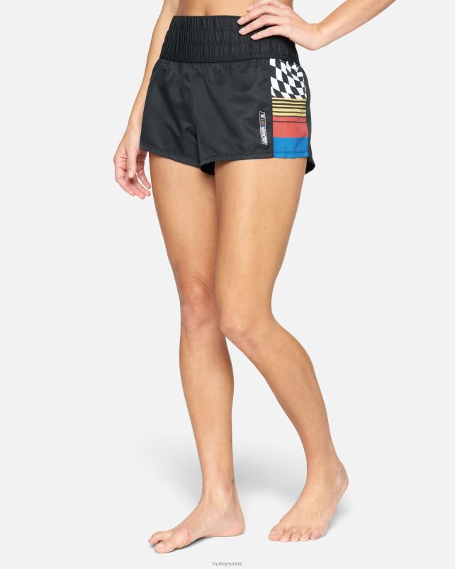 Hurley naiset nascar väri estetty 2,5\" boardshort musta valkoinen vaatetus A06JJB499