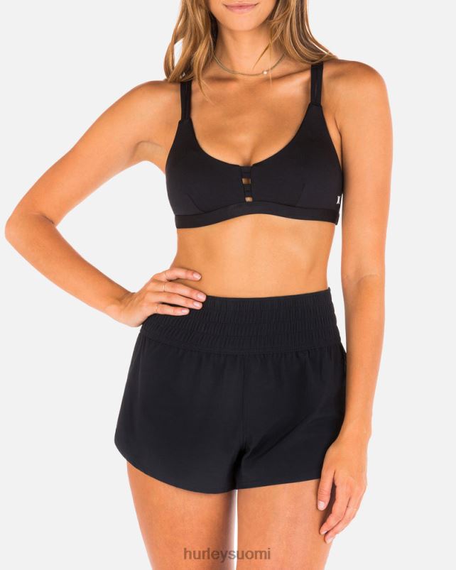 Hurley naiset x moore aloha solid 2,5" korkeavyötäröinen lautashortsi musta vaatetus A06JJB540